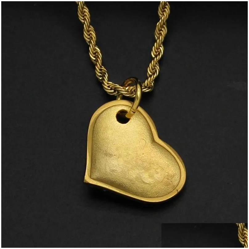 pendant necklaces hip hop rhinestones paved bling iced out stainless steel broken hearts pendants neckalce for men women lover rapper