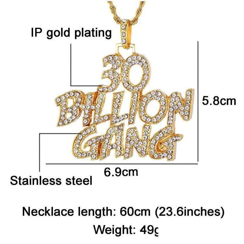 pendant necklaces hop full stainless steel letters words bling iced out rope chain pendants for men women jewelry gold color