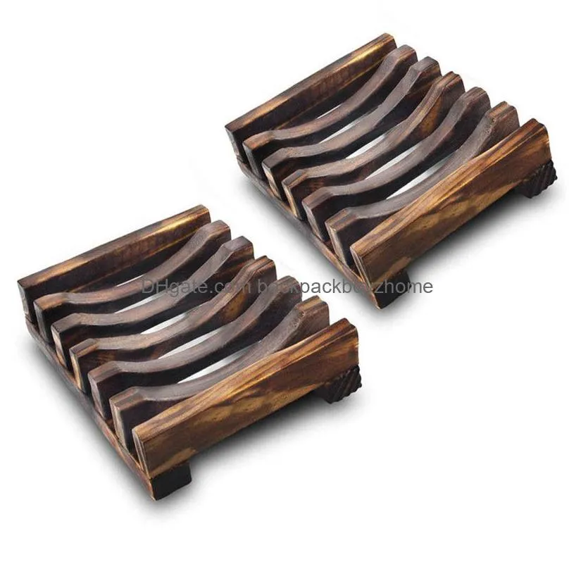 wood soap hollow rack natural bamboo tray holder sink deck bathtub shower toilet soap dishes