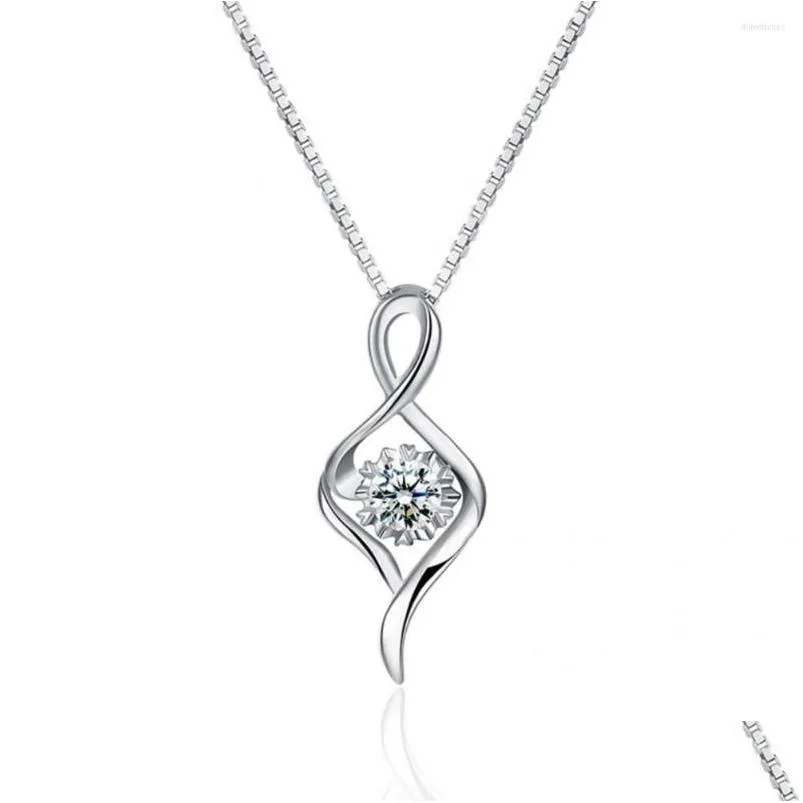 pendant necklaces women classic cubic zirconia electroplating necklace jewelry collarbone chain all match for banquet
