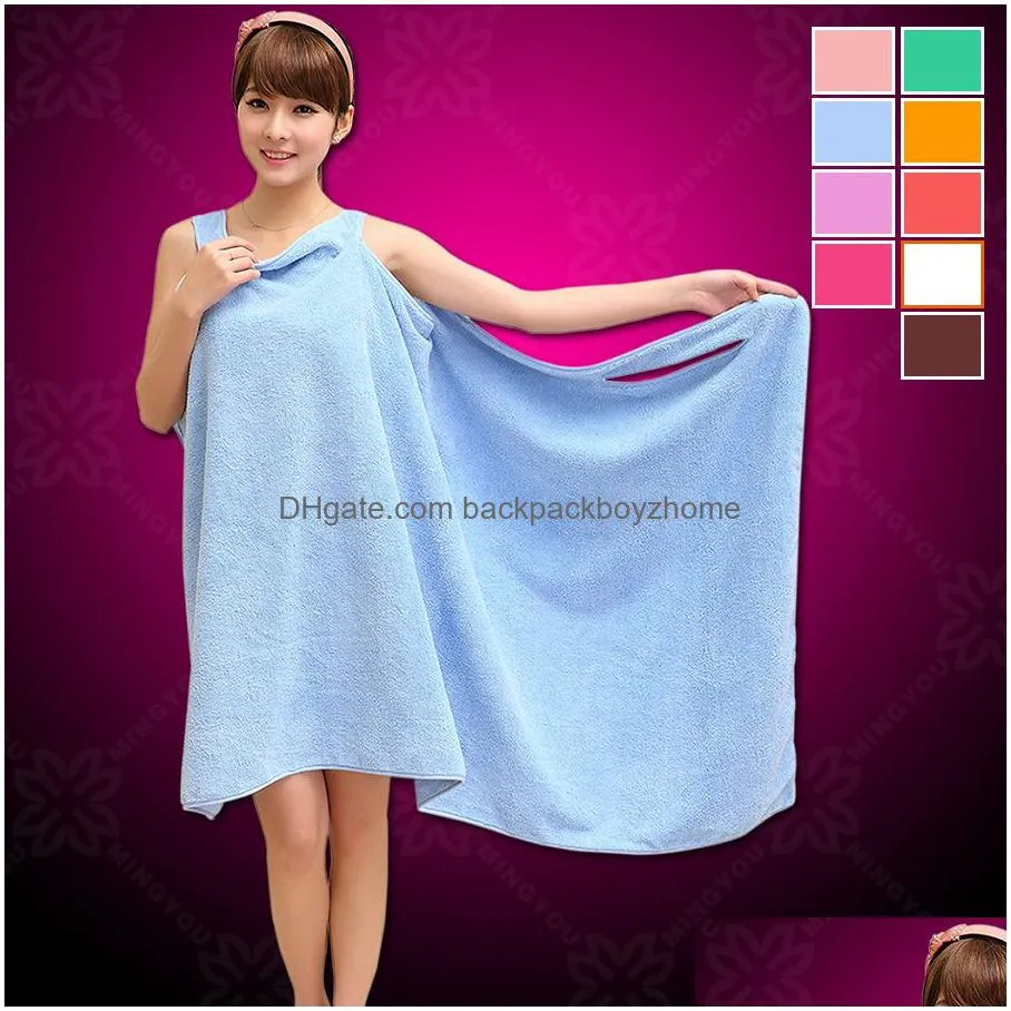 solid color magic bath towel lady girls spa shower towel body wrap bath robe magic girl wearable bathrobes bath skirt