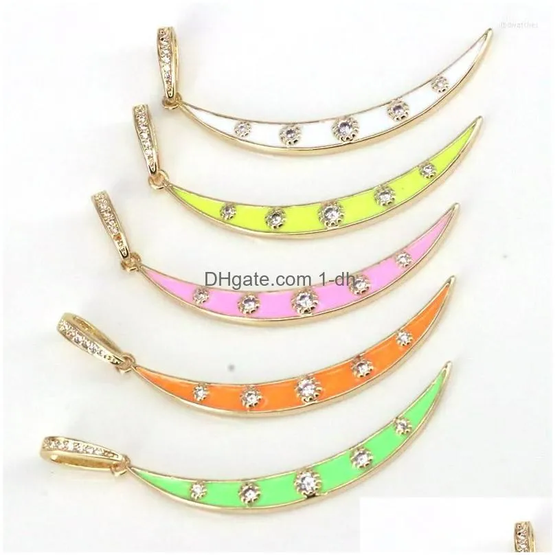 pendant necklaces 5pcs enamel colorful crescent moon charms trendy dainty pendants diy necklace jewelry accessory