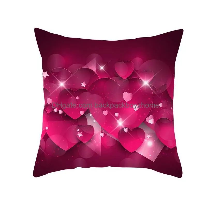 red valentine day pillow case peach skin cushion cover happy valentines day red heart pillow cover wedding pillow case home decor