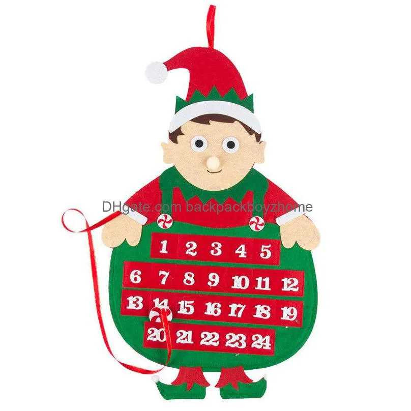 christmas countdown calendar non woven fabric xmas santa claus calendars soft wall hanging calendar merry christmas decorations