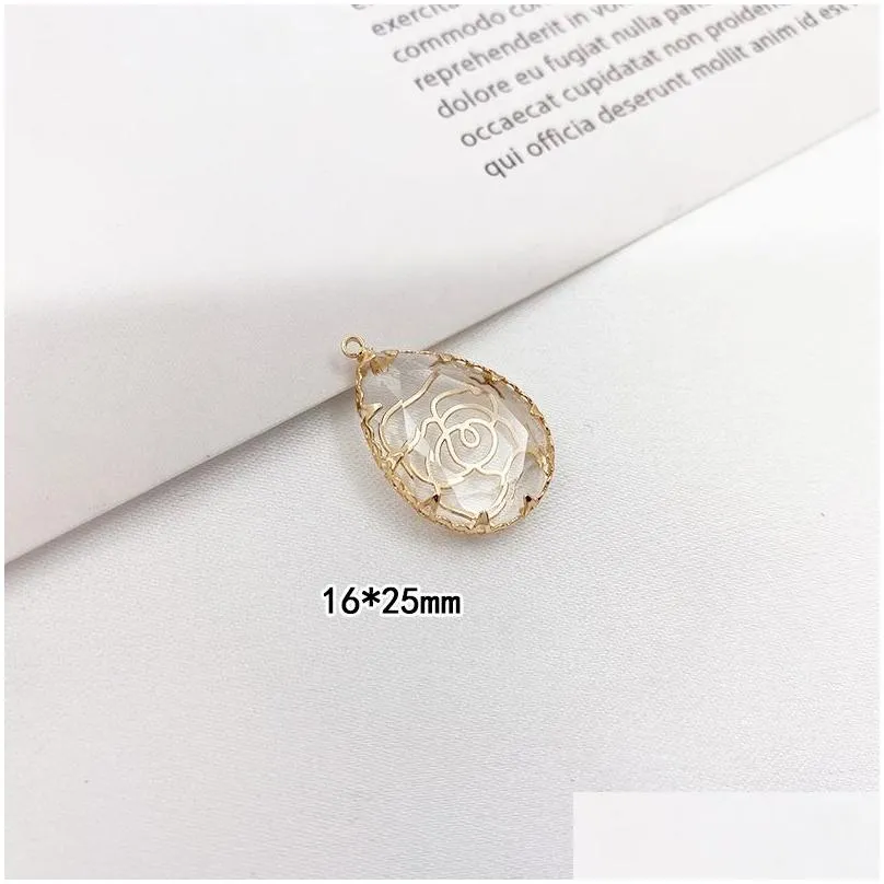 pendant necklaces copper zircon water drop diy handcrafted necklace bracelet earring accessories material pendants