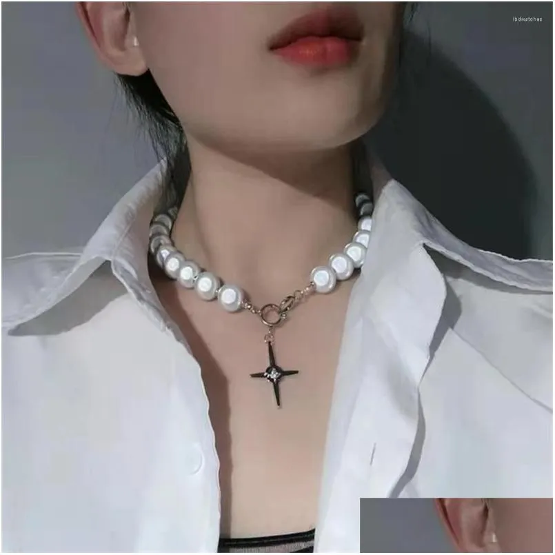 pendant necklaces 2023 natural freshwater pearl necklace cross high quality 0.55 inch round white gifts for women