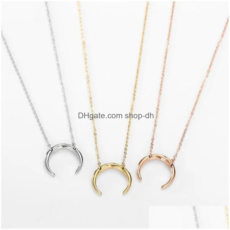 pendant necklaces visunion 316l stainless steel necklace moon horn crescent choker minimalist rose gold silver color chain charm