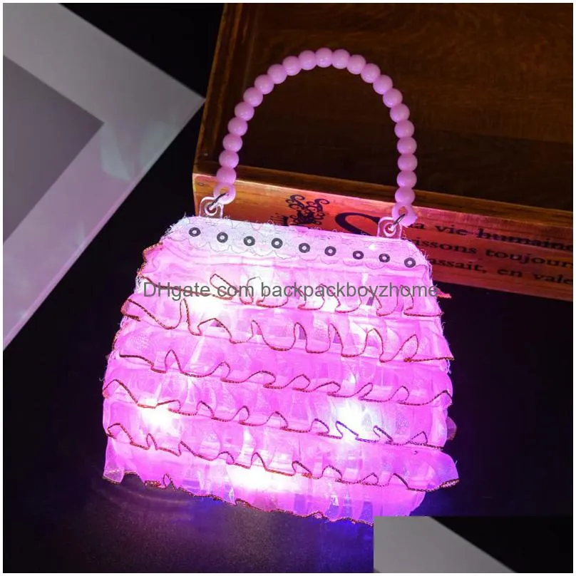 party favor new christmas gift childrens luminous bag cosmetic handbag princess fashion girl play house toy storage bags xmas