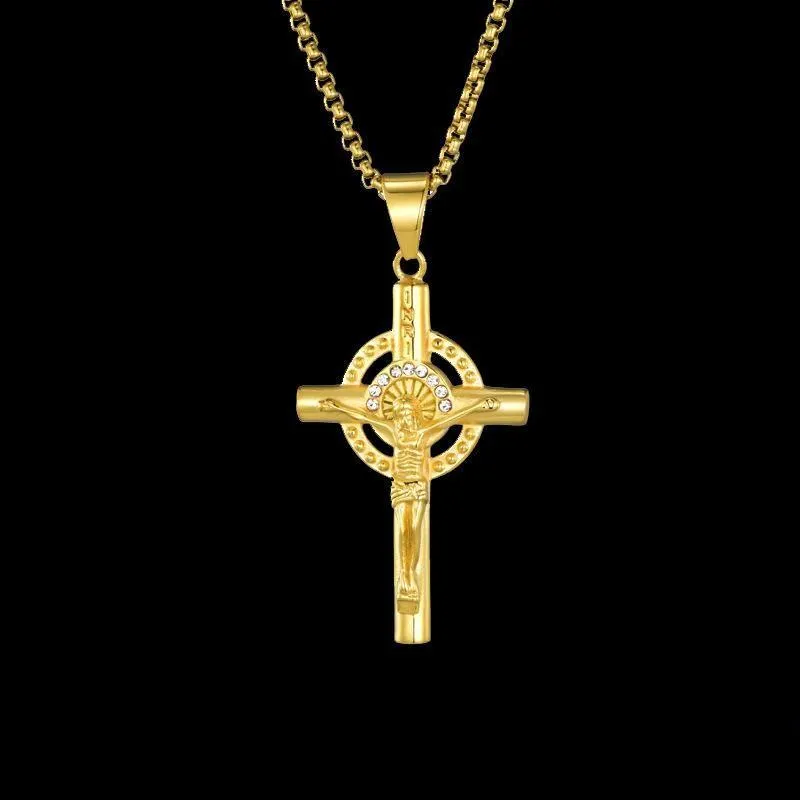 pendant necklaces hip hop stainless steel inri crucifix jesus cross pendants necklace for men rapper jewelry drop