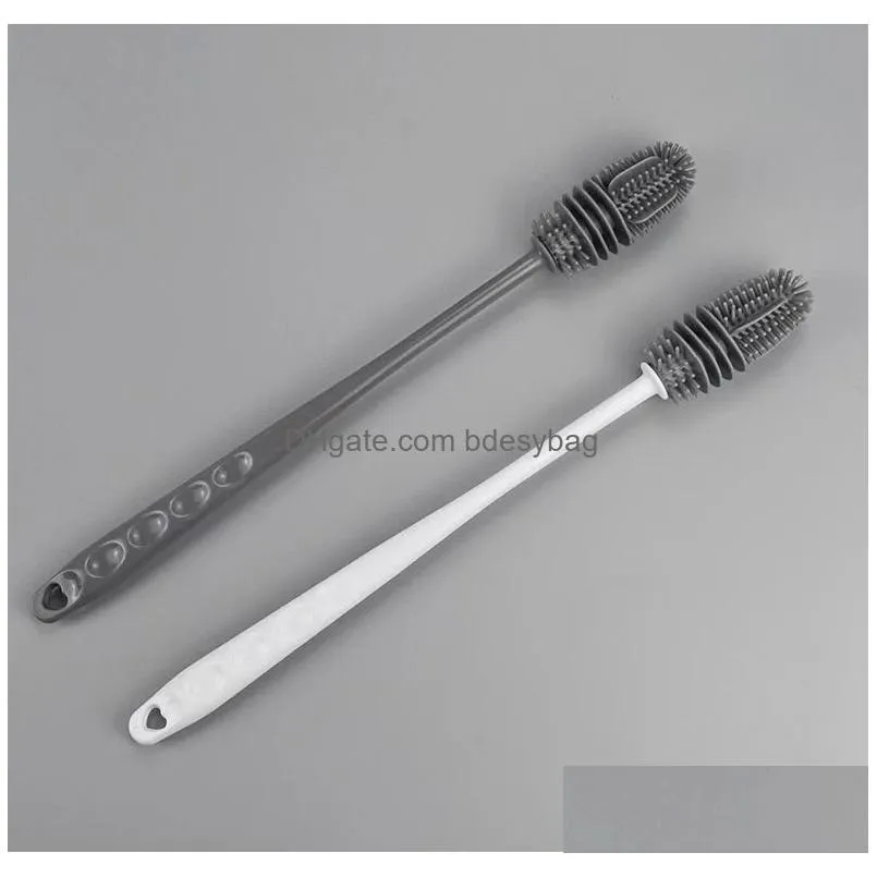 silicone bottle cleaning brush with long handle for baby bottles sports bottle vase and glassware