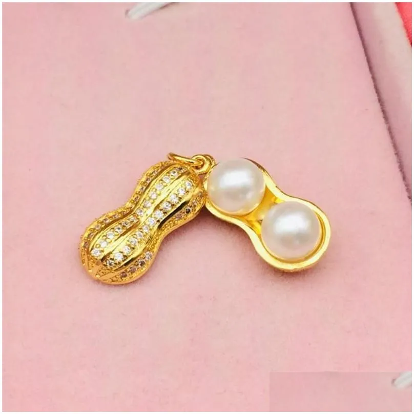 pendant necklaces exquisitive peanut chain for women girl yellow gold color charm fashion pretty giftpendant
