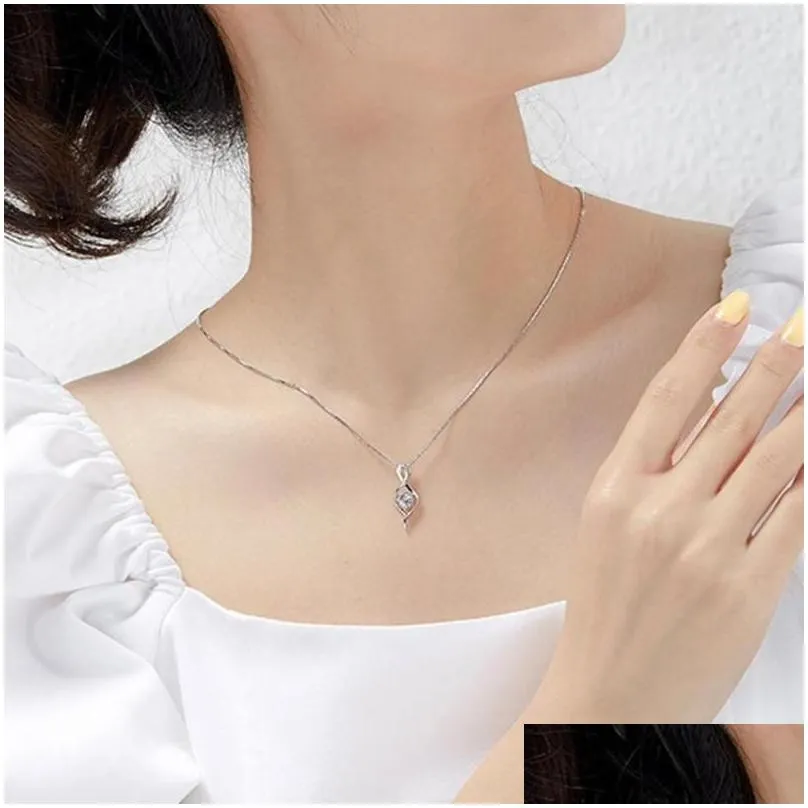 pendant necklaces women classic cubic zirconia electroplating necklace jewelry collarbone chain all match for banquet