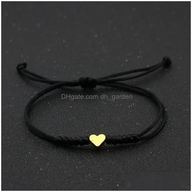 gold silver love heart bracelet couple wish lucky red string braided adjustable charm bracelets for women men jewelry