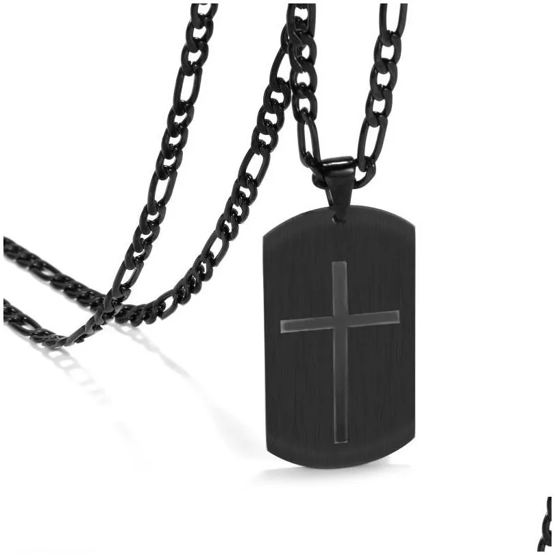 pendant necklaces cross pendants bible lords prayer dog tags gold silver black color stainless steel christian jewelry for men