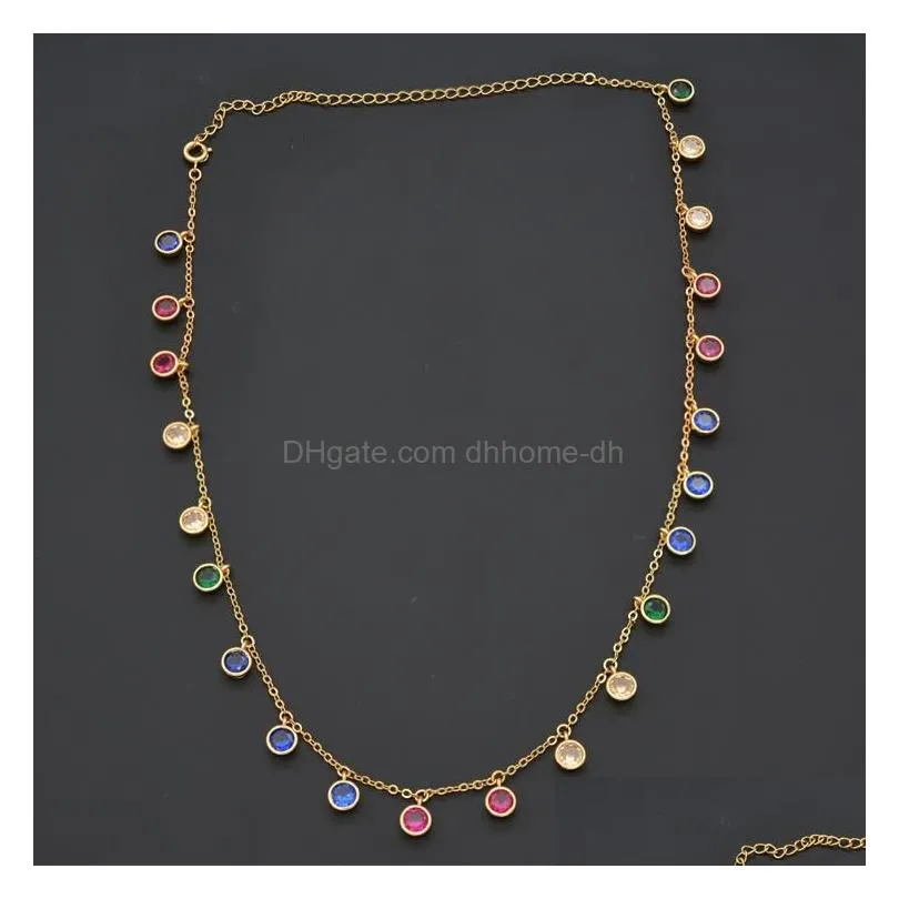 sterling silver colorful natural zircon necklace gold sweater chain personality temperament suitable for women banquet wwear chains