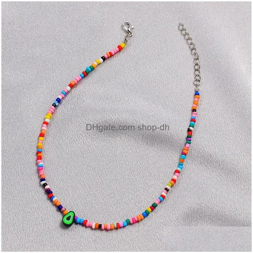 pendant necklaces bohemian vintage colorful beads flower lemon fashion jewelry for women accessoriespendant