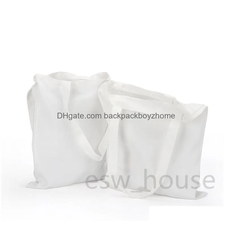 blank sublimation bag diy white polyester cotton fabric shoulder bags heat transfer printing tote bags for grocery