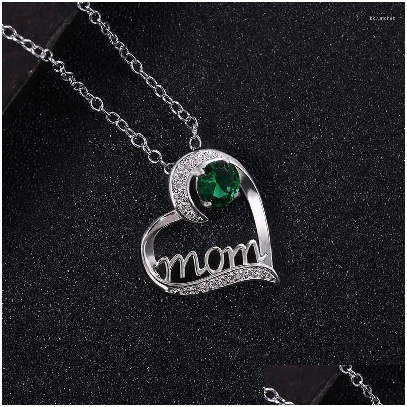 pendant necklaces heart mom necklace for women with 3 colour crystal choker jewelry o chain grace mothers day gifts