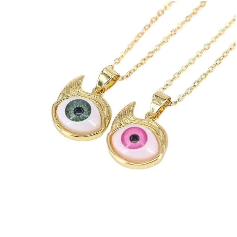 pendant necklaces 10pcs resin eye necklace for women gift jewelry fashion vintage simple turkey lucky geometric clavicle chain