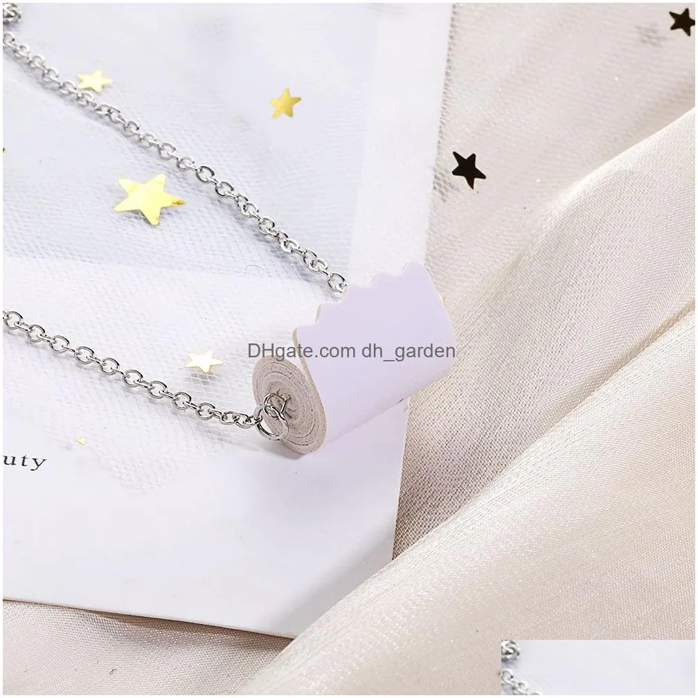 toilet roll dangle earrings necklace charm for women creative tissue pu leather earring fashion rolls paper jewelry gifts