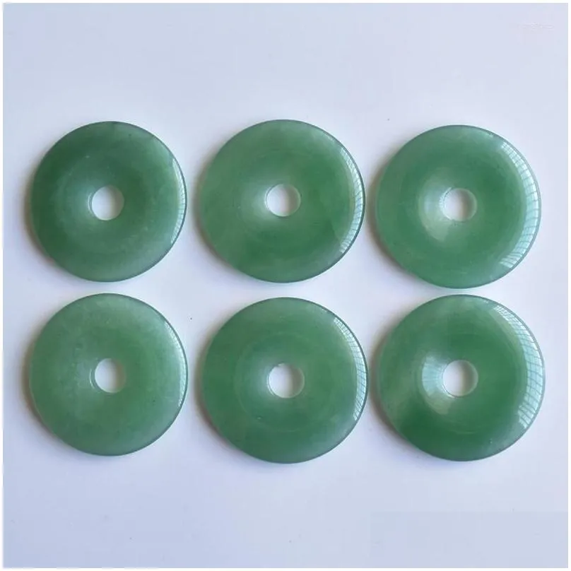 pendant necklaces natural stone  necklace 40mm round green aventurine ladies jewelry gifts wholesale 6pcs/lot