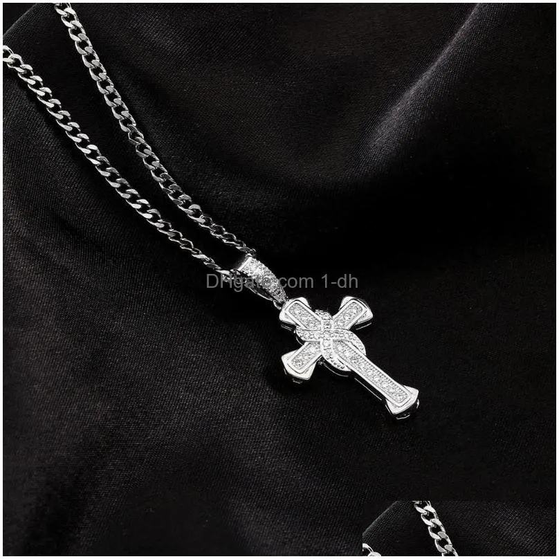 pendant necklaces 40mm vintage gothic religious christian faith mini cross chain collar choker for men jewelry giftpendant