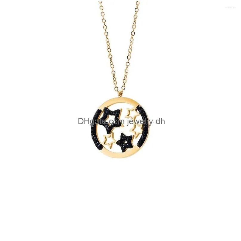 pendant necklaces 1pcs stainless steel necklace hollowed out disk non fading for woman star shaped pendants collarbone chain 2023