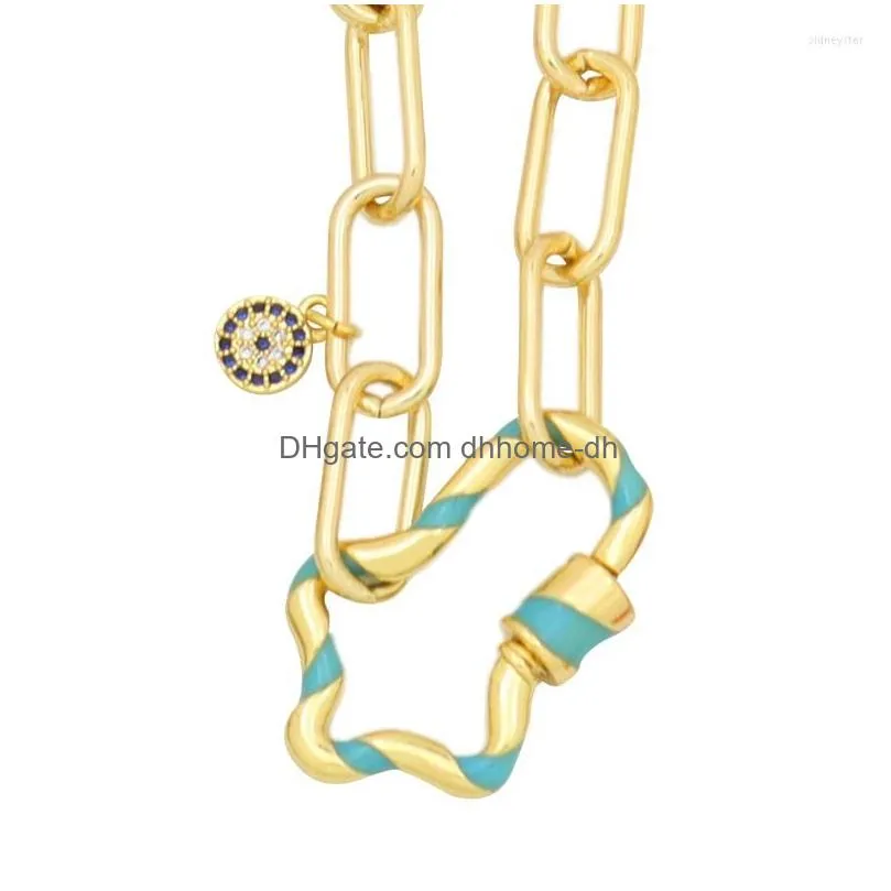 pendant necklaces fashion women cross necklace stainless steel punk link chain small round blue eye multicolor charm jewelry gift