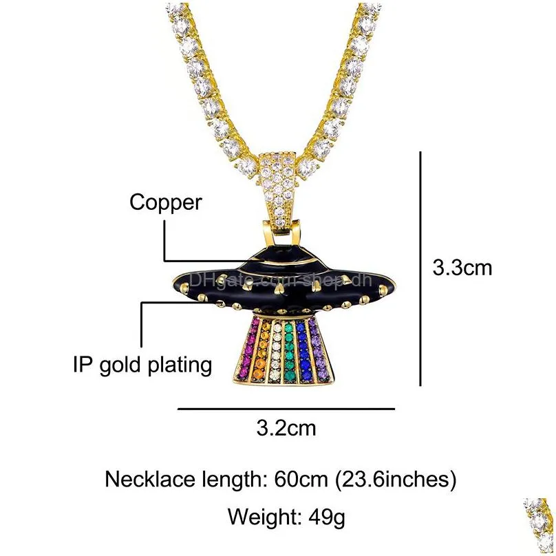d z micro paved colorful cubic zirconia alien pendant necklace for mens hip hop iced out jewelry bijoux