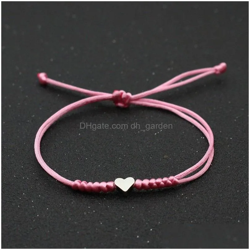 gold silver love heart bracelet couple wish lucky red string braided adjustable charm bracelets for women men jewelry