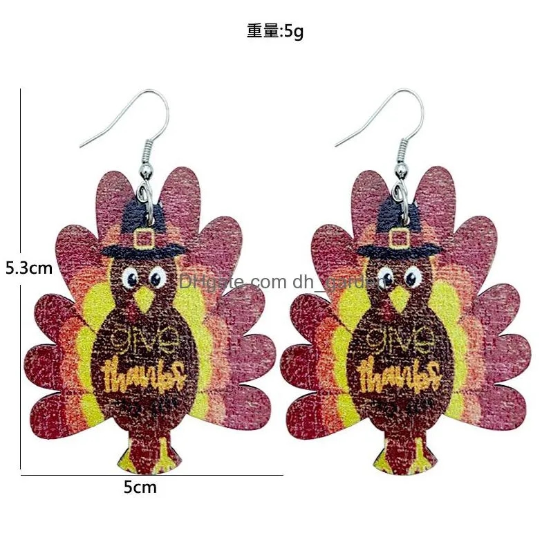 thanksgiving turkey dangle earring sunflower wooden pumpkin maple leaf earrings for women girls jewelry