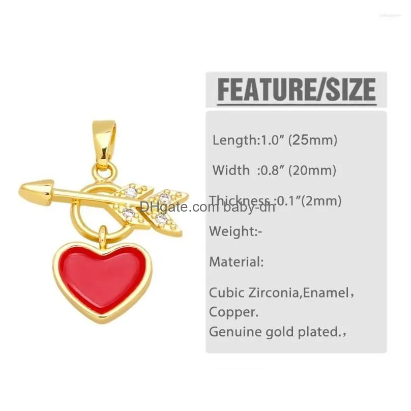 pendant necklaces ocesrio multicolor enamel heart for necklace copper gold plated zircon cupid making component pdtb025
