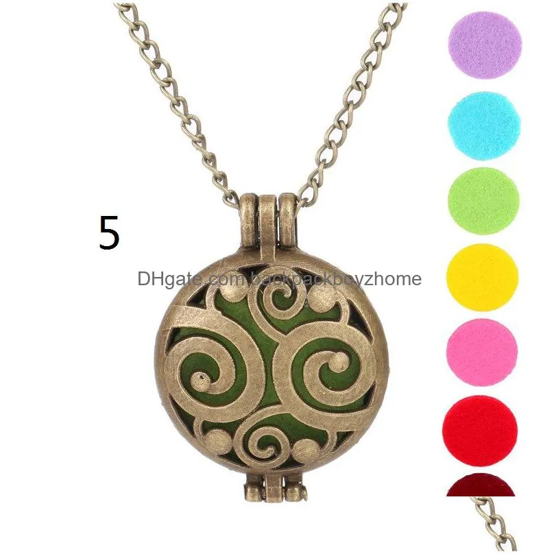 aroma diffuser necklace open lockets pendant perfume essential oil locket necklace 70cm chain with felt pads