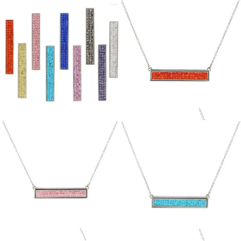 pendant necklaces somsoar jewelry pacific crystal magentic interchangeable bar fit for stainless steel rectangle necklace toned