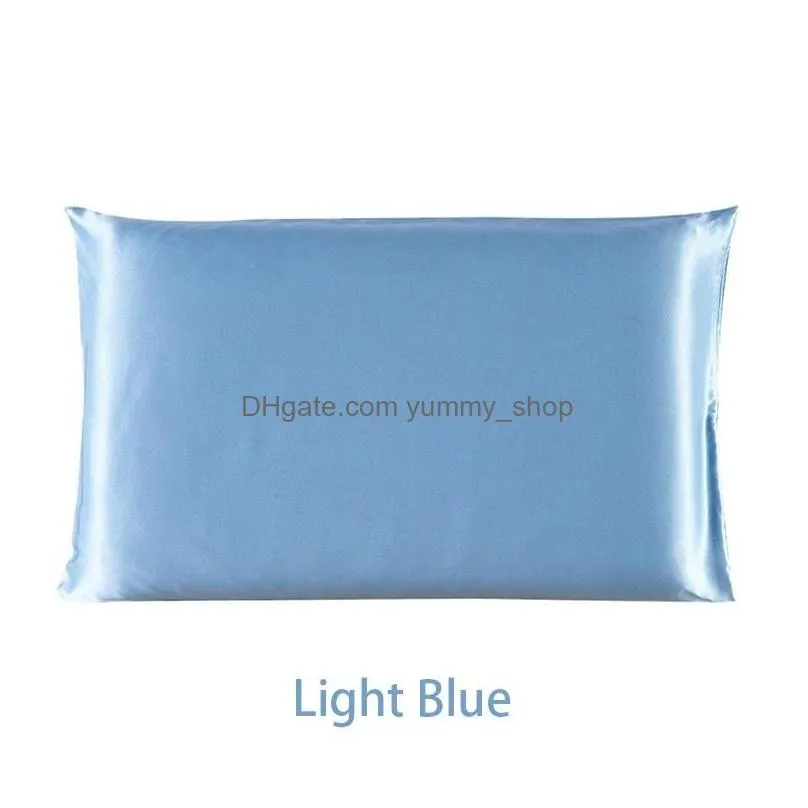 silk emulation satin pillowcase 20x26 inch solid color pillowcover summer ice silk pillow case bedding supplie