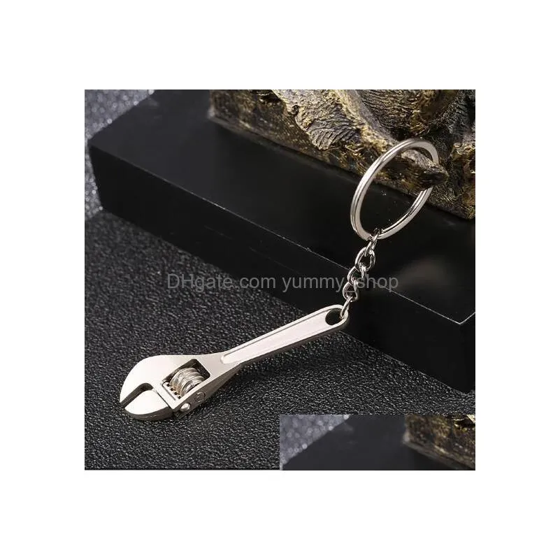 zinc alloy silver plated changeable spanner hammer keychain fashion wrench key chain creative keyfob keyring