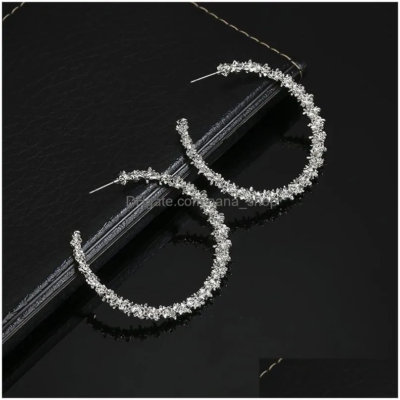 2019 new vintage big hoop earrings for women gold silver round c geometric statement alloy earring hanging fashion jewelry