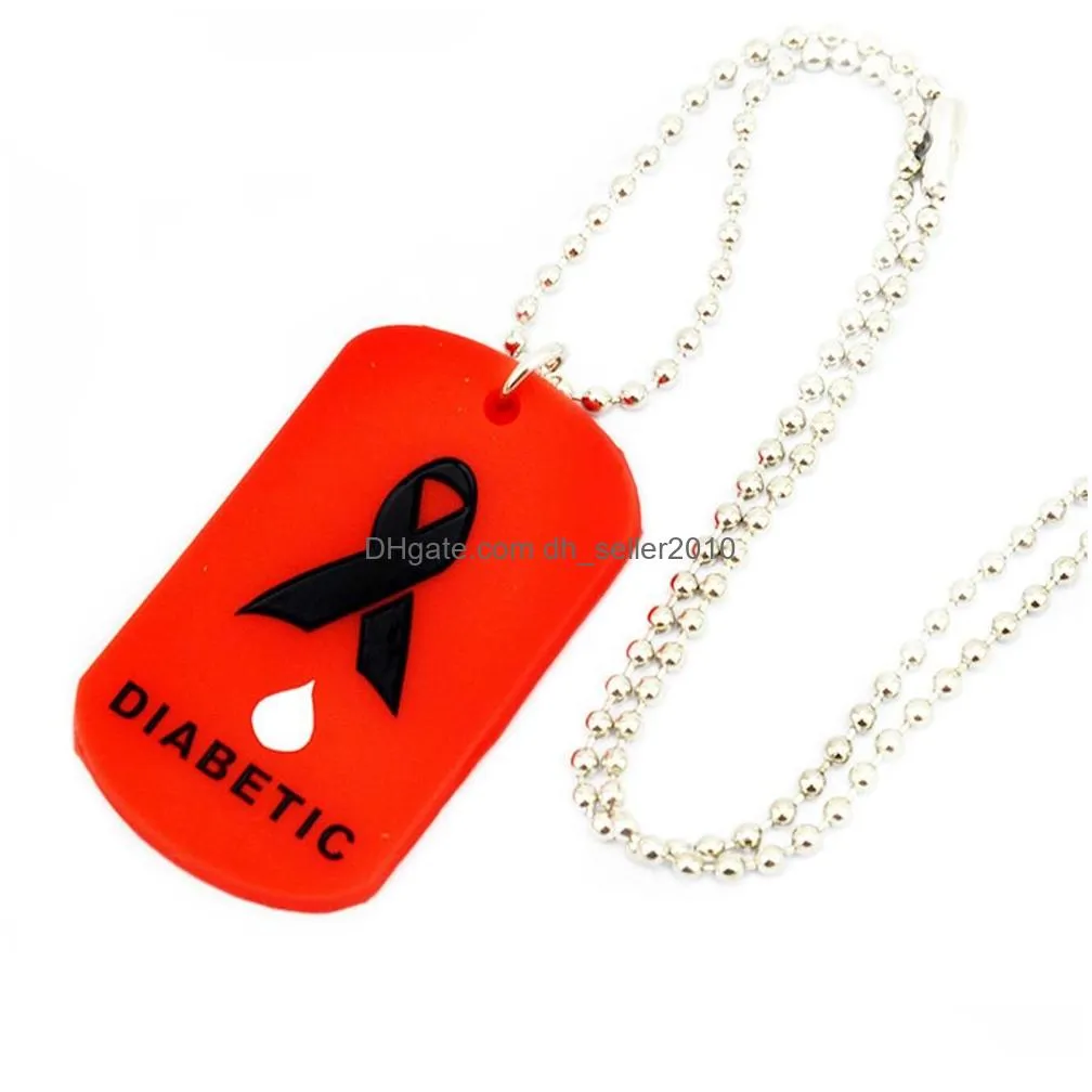 creative diabetic medical warning pendant necklace silicone dog tag necklace long for women and men health remind jewelry