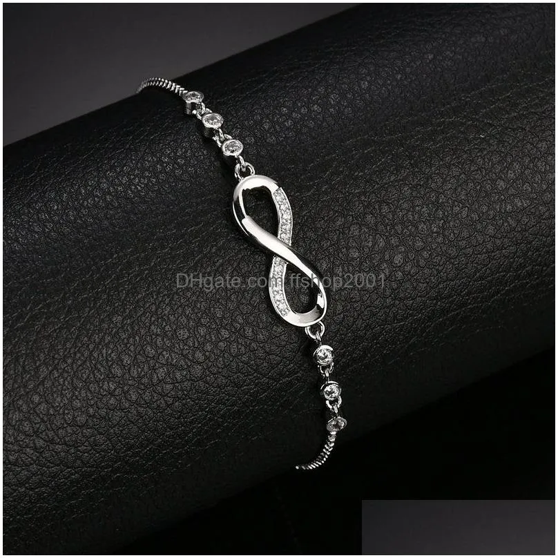  fashion infinite charm bracelet bangle for women elegant adjustable size silver plating box chain bracelet trendy jewelry gift