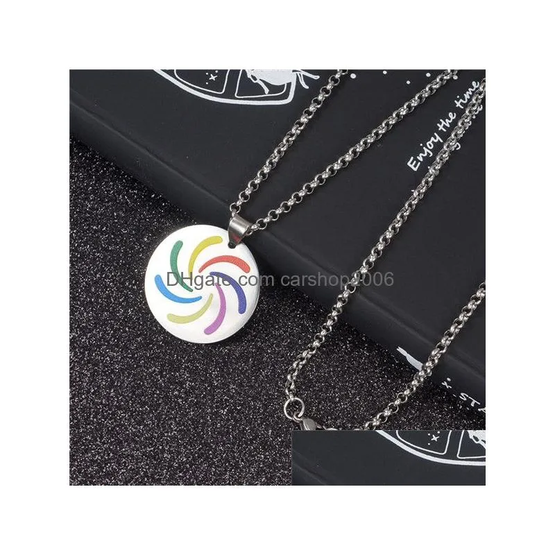 creative stainless steel necklace titanium steel dog tag rainbow pendant necklace hip hop homosexual jewelry gift