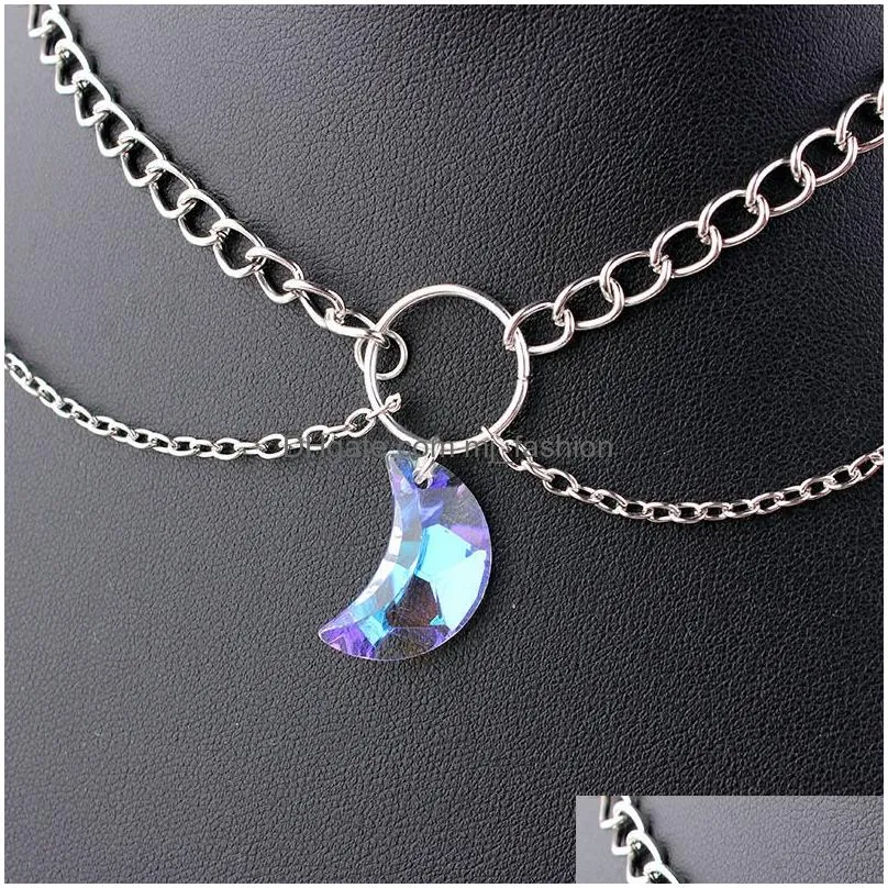 2019 new symphony crystal moon multilayer necklace for women silver necklace friends family party jewelry gift with cards