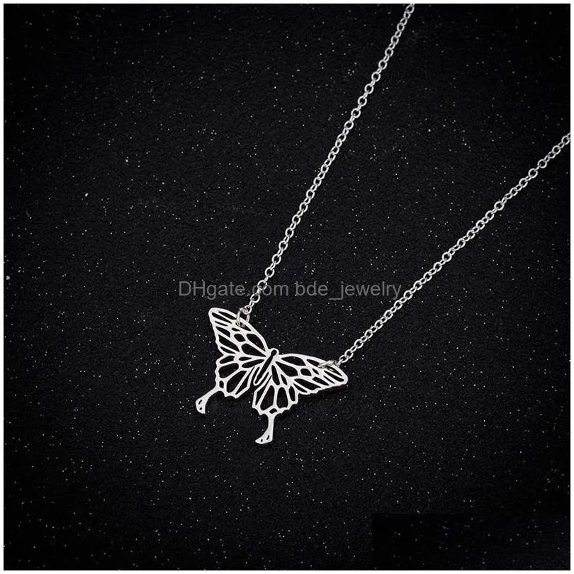 stainless steel butterfly necklaces fashion european animal pendant necklace clavicle chain jewelry holiday gifts wholesale