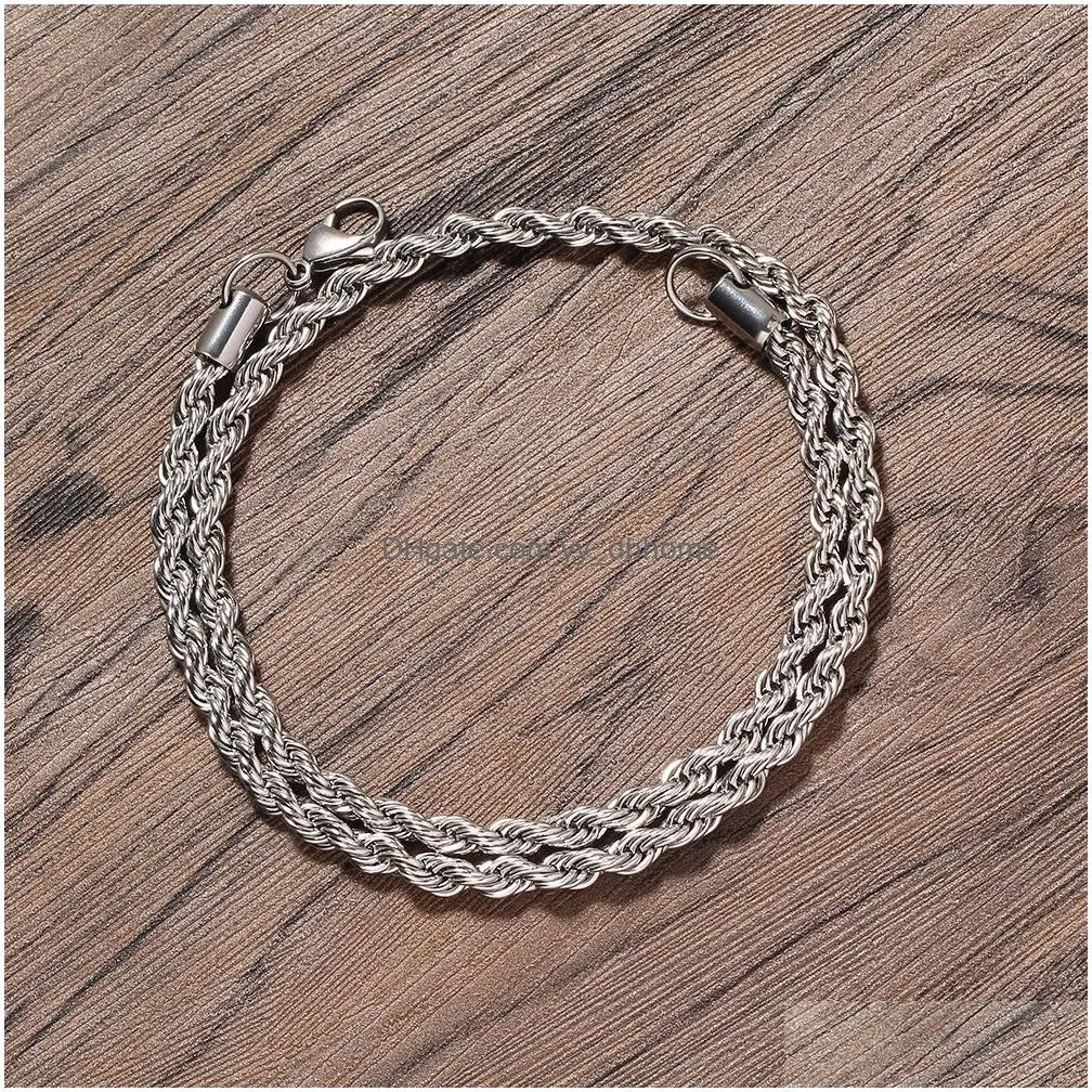 gold chains fashion stainless steel hip hop jewelry 5mm rope chain mens necklace