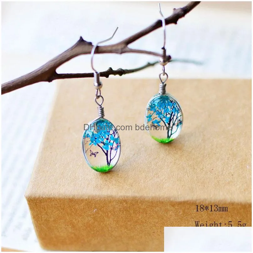 handmade creative  style dried flowers earrings romantic style dangle earring 5 colors fashion jewelry gift for women