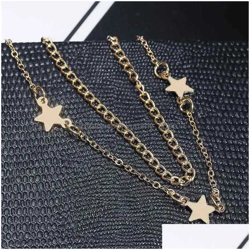 high quality fashion pentagram doublelayered anklet bracelet designer jewelry women anklet