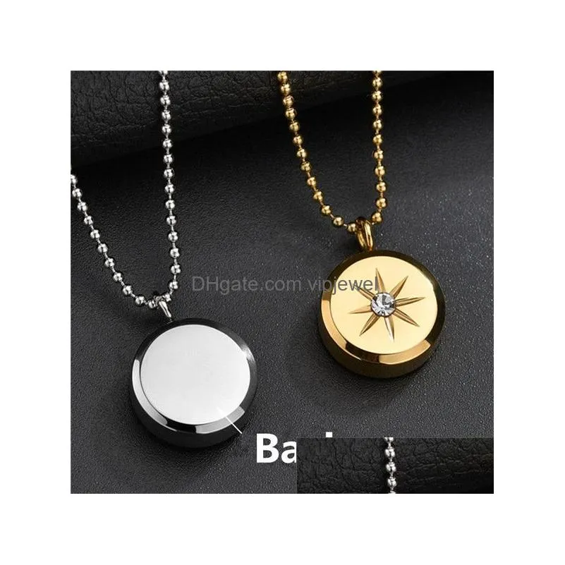 fashion gold silver stainless steel necklace for women and men sun star crystal pendant necklace charm couple jewelry