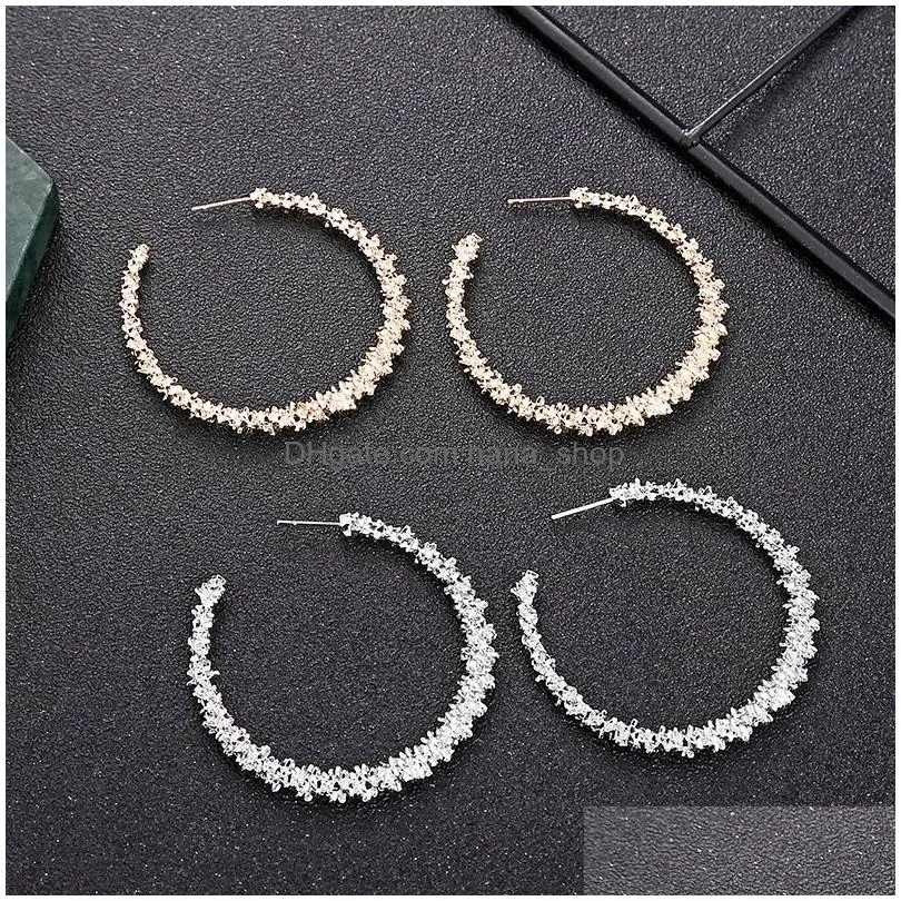 2019 new vintage big hoop earrings for women gold silver round c geometric statement alloy earring hanging fashion jewelry