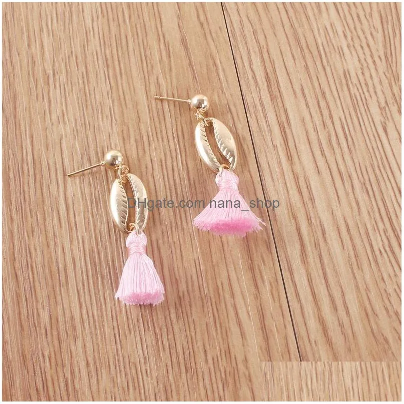 2019 new boho personality shell tassel charm earring for women long colorful dangle earring fashion jewelry gift wholesale