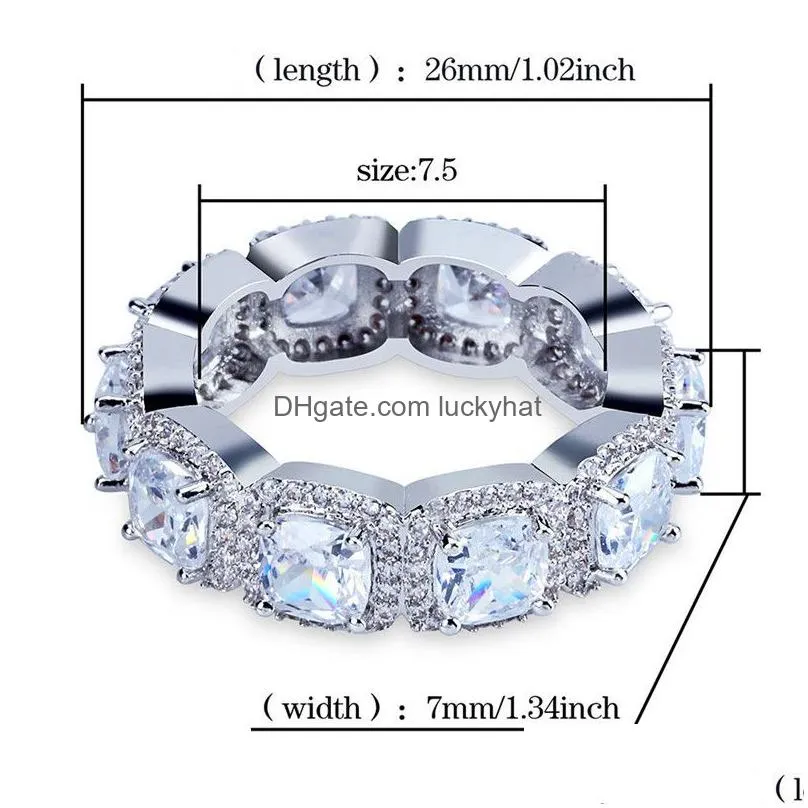 iced out diamond rings for mens gift with full cubic zirconia ring hip hop jewelry