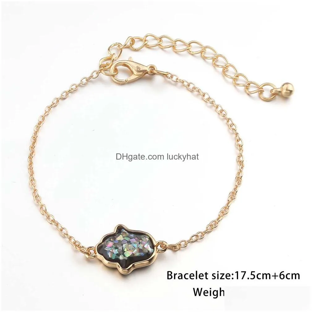 fashion nature resin opal pendant bracelet for women black white blue pink charm bracelet fashion jewelry gift wholesale